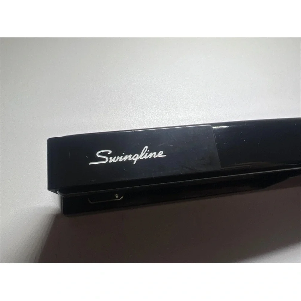 7” EUC Vintage Swingline Desk Stapler Model 747 Heavy Metal Black Chrome Retro